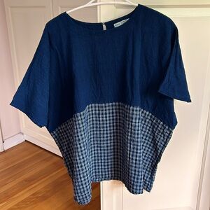 Maiwa sita top indigo dyed organic cotton